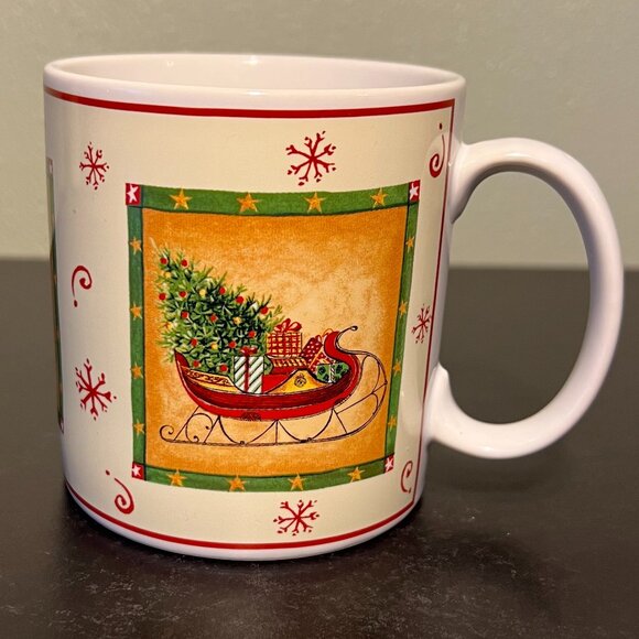 Sakura HAPPY HOLIDAYS Stoneware Mug ~ Art by Gracey Knight ~ Christmas Sleigh - Picture 6 of 9